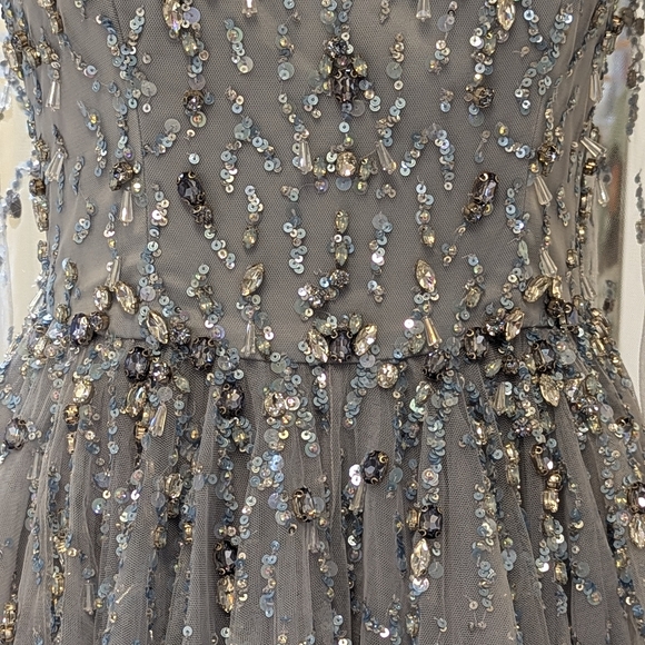 Jenny Packham Pandora Embellished Cape Dress, Gown, Blue Size 6 NWT, MSRP $5200 - Picture 5 of 16